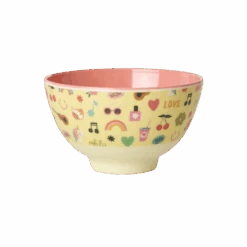 Small Kids Bowl - Soft Yellow - Unicorn Love Print(Small Kids Bowl Soft Yellow Unicorn Love Print)