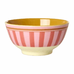 Medium Bowl - Pink - Organic Stripes Print(Medium Bowl Pink Organic Stripes Print)