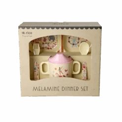 Melamine Baby Dinner Set In Gift Box - Fun Fair Print - Pink - 4 Pcs -(Melamine Baby Dinner Set In Gift Box Fun Fair Print 4 Pcs)