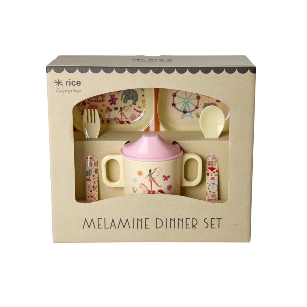 Melamine Baby Dinner Set In Gift Box - Fun Fair Print - Pink - 4 Pcs -(Melamine Baby Dinner Set In Gift Box Fun Fair Print 4 Pcs) 1 Melamine Baby Dinner Set In Gift Box - Fun Fair Print - Pink - 4 Pcs -(Melamine Baby Dinner Set In Gift Box Fun Fair Print 4 Pcs)