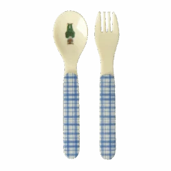Baby Spoon And Fork - Blue - Nathalie Lété Print(Baby Spoon And Fork Blue Nathalie Lete Print Pre Order Now Ships In Early April)