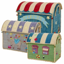 Raffia Storage House - Circus Theme Set Of 3(Raffia Storage House)