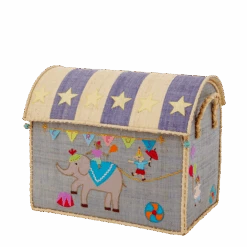 Raffia Storage House - Circus Theme Set Of 3(Raffia Storage House) -Rice By Rice BSHOU 3ZCIRC 3