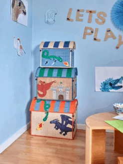 Raffia Storage Baskets With Dragon Theme - Set Of 3(Raffia Storage Baskets With Dragon Theme Set Of 3) -Rice By Rice BSHOU 3ZDRA 1 x1024 2 1