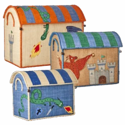 Raffia Storage Baskets With Dragon Theme - Set Of 3(Raffia Storage Baskets With Dragon Theme Set Of 3)