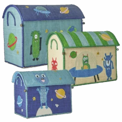 Raffia Storage Baskets With Monster Theme - Set Of 3(Raffia Storage Baskets With Monster Theme Set Of 3 Copy)