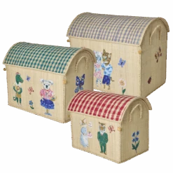 Raffia Storage Baskets With Nathalie Lété Theme - Set Of 3(Raffia Storage Baskets With Nathalie Lete Therapy Theme Set Of 3)