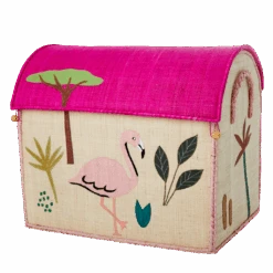 Raffia Storage Baskets With Jungle Pink Theme - Set Of Three(Raffia Storage Baskets With Jungle Pink Theme Set Of Three) -Rice By Rice BSHOU3ZJUNI2 1024 2c8161e9 a81b 4950 a410 c5411f09a0da