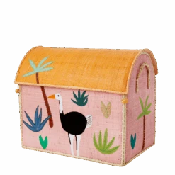 Raffia Storage Baskets With Jungle Pink Theme - Set Of Three(Raffia Storage Baskets With Jungle Pink Theme Set Of Three) -Rice By Rice BSHOU3ZJUNI3 1024 925a81dd 92d2 49bb 8f63 1a06184c4f99