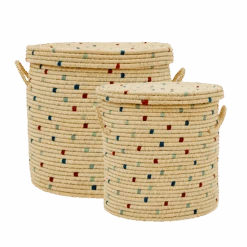 Large Round Raffia Basket- Set Of 2(Large Round Raffia Basket)