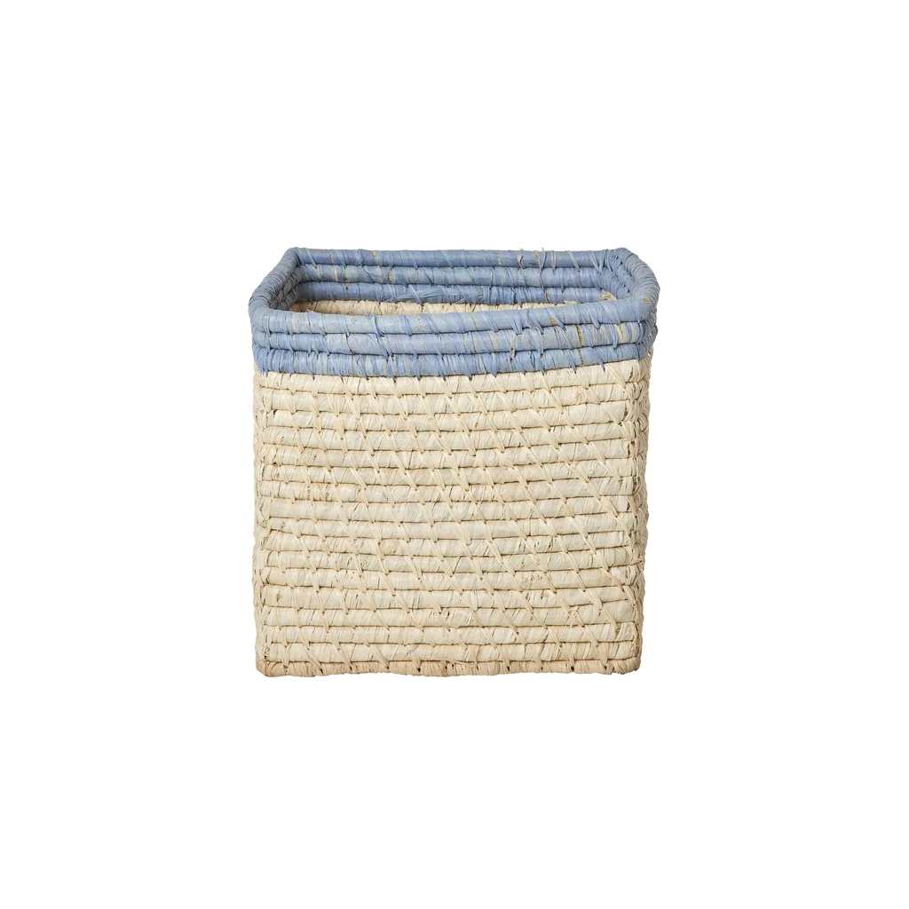 Small Square Raffia Storage Basket With A Blue Top(Small Square Raffia Storage Basket With A Blue Top) 1 Small Square Raffia Storage Basket With A Blue Top(Small Square Raffia Storage Basket With A Blue Top)
