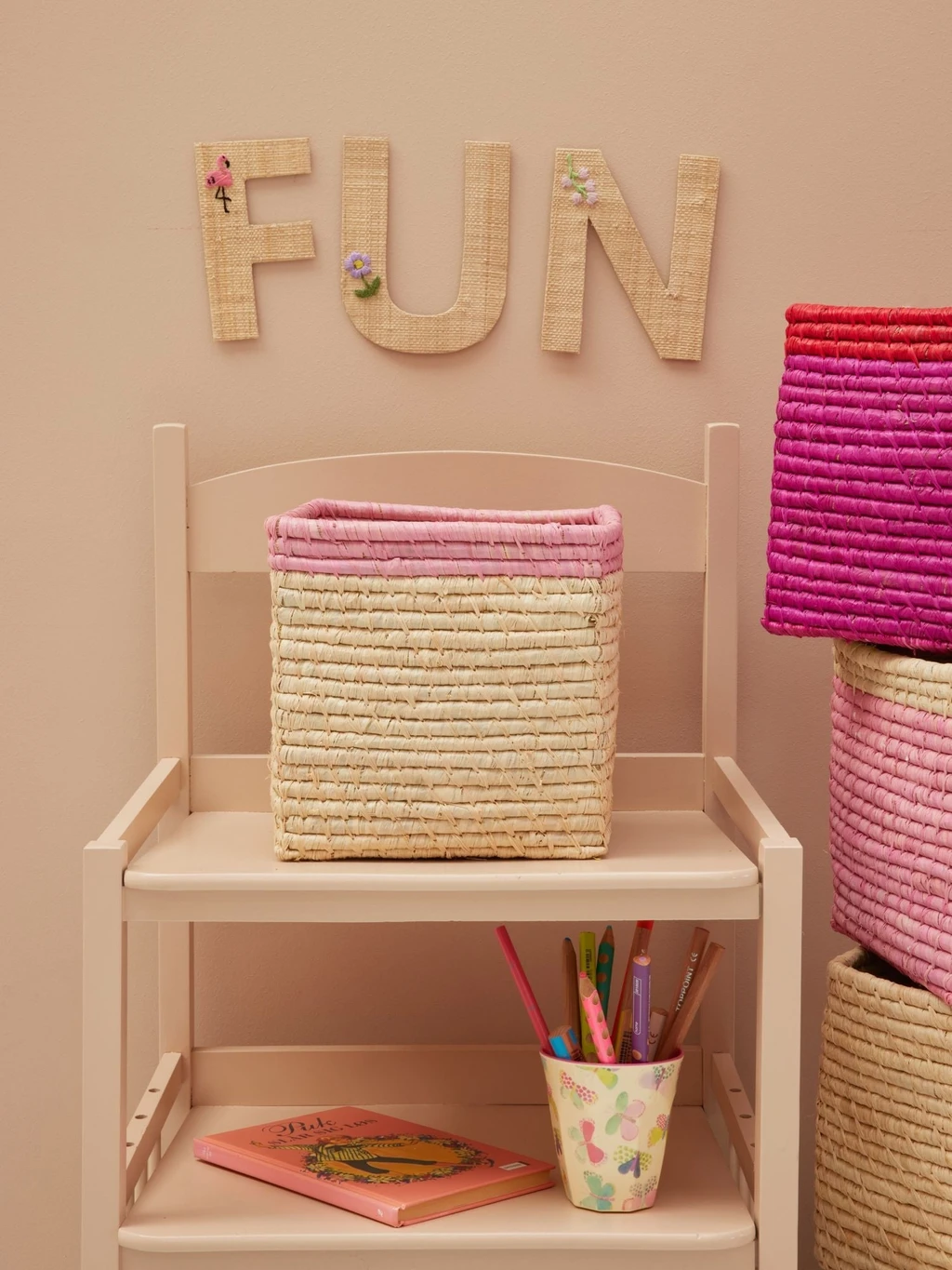 Small Square Raffia Storage Basket With A Pink Top(Small Square Raffia Storage Basket With A Pink Top) 2 Small Square Raffia Storage Basket With A Pink Top(Small Square Raffia Storage Basket With A Pink Top) - Image 2