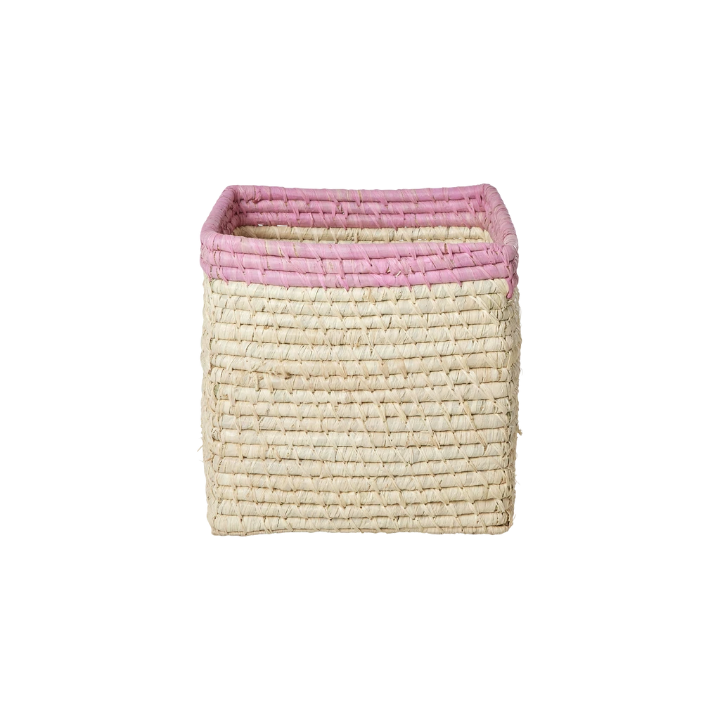 Small Square Raffia Storage Basket With A Pink Top(Small Square Raffia Storage Basket With A Pink Top) 1 Small Square Raffia Storage Basket With A Pink Top(Small Square Raffia Storage Basket With A Pink Top)