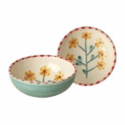 Ceramic Bowl With Hand Painted Jade Yellow Flower - 11.8 Oz(Ceramic Bowl With Hand Painted Jade Yellow Flower 11 8 Oz)
