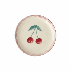Ceramic Cake Plate With Hand Painted Cherries(Ceramic Cake Plate With Hand Painted)