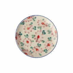 Ceramic Cake Plate With Hand Painted Pink Flowers(Ceramic Cake Plate With Hand Painted Pink Flowers)