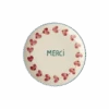 Ceramic Cake Plate With Hand Painted Merci(Ceramic Cake Plate With Hand Painted Merci)