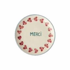 Ceramic Cake Plate With Hand Painted Merci(Ceramic Cake Plate With Hand Painted Merci)