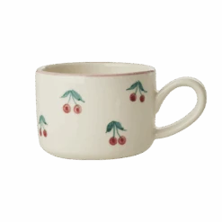 Ceramic Cappuccino Cup With Hand Painted Cherries - 6.7 Oz(Ceramic Cappuccino Cup With Hand Painted Cherries 6 7 Oz)