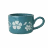 Ceramic Cappuccino Cup With Hand Painted White Flowers Vine - 6.7 Oz(Ceramic Cappuccino Cup With Hand Painted White Flowers Vine 6 7 Oz)