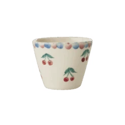Ceramic Oval Espresso Cup With Hand Painted Cherries - 2.4 Oz(Ceramic Oval Espresso Cup With Hand Painted Cherries 2 4 Oz)