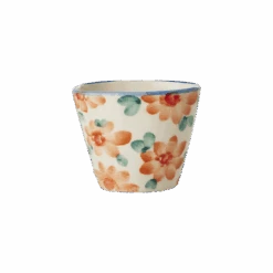 Ceramic Oval Espresso Cup With Hand Painted Orange Flowers - 2.4 Oz(Ceramic Oval Espresso Cup With Hand Painted Cherries 2 4 Oz Copy)