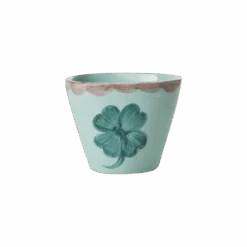 Ceramic Oval Espresso Cup With Hand Painted Good Luck Clover - 2.4 Oz(Ceramic Oval Espresso Cup With Hand Painted Good Luck Clover 2 4 Oz)