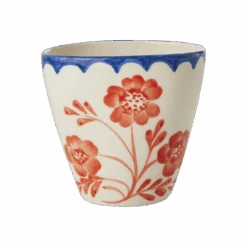 Ceramic Oval Cup With Hand Painted Vintage Flowers - 10.1 Oz(Ceramic Oval Cup With Hand Painted Vintage Flowers 10 1 Oz)
