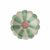 Ceramic Flower Dipping Bowl With Soft Green Hand Painted Stripes(Ceramic Flower Dipping Bowl With Soft Green Hand Painted Stripes)