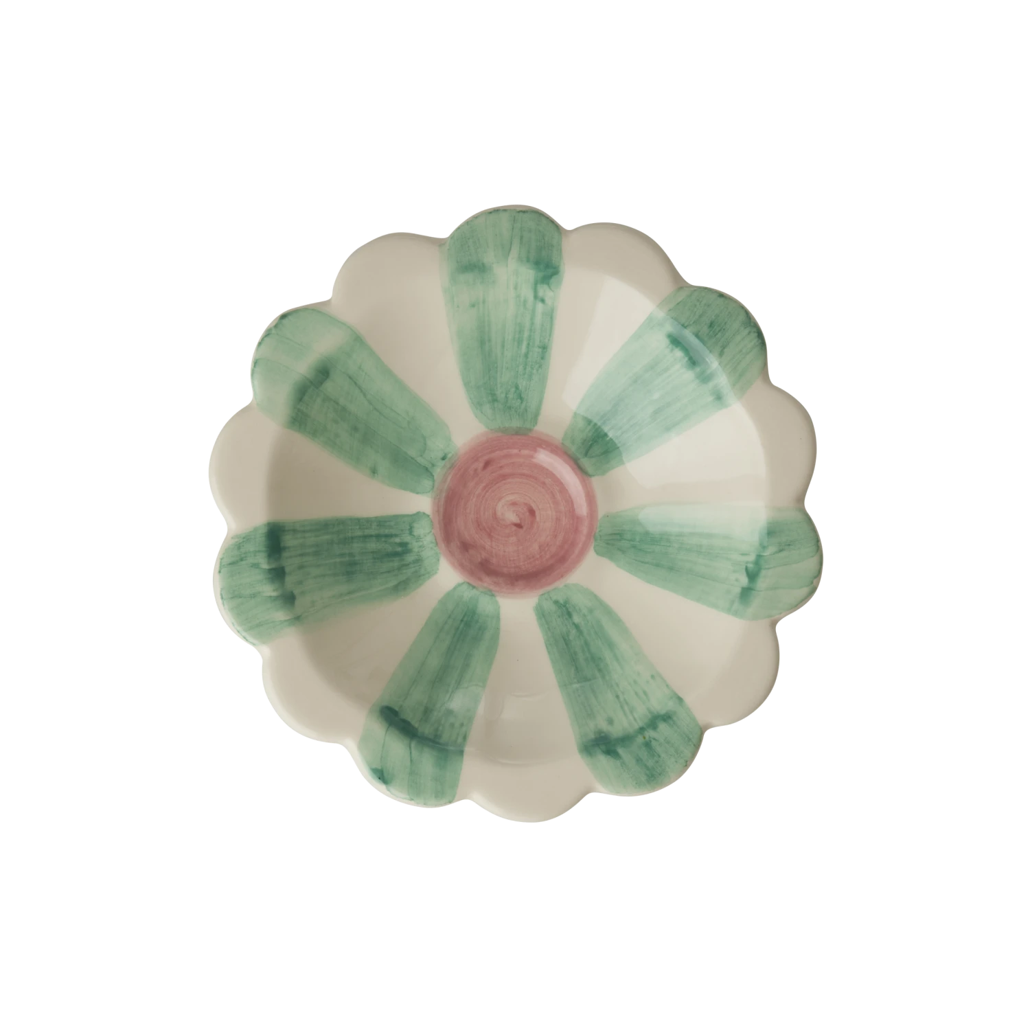 Ceramic Flower Dipping Bowl With Soft Green Hand Painted Stripes(Ceramic Flower Dipping Bowl With Soft Green Hand Painted Stripes) 1 Ceramic Flower Dipping Bowl With Soft Green Hand Painted Stripes(Ceramic Flower Dipping Bowl With Soft Green Hand Painted Stripes)