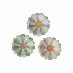 Ceramic Flower Dipping Bowl With Soft Green Hand Painted Stripes(Ceramic Flower Dipping Bowl With Soft Green Hand Painted Stripes) 6 Ceramic Flower Dipping Bowl With Soft Green Hand Painted Stripes(Ceramic Flower Dipping Bowl With Soft Green Hand Painted Stripes) -Rice By Rice CEDBW HPBXC 1 1