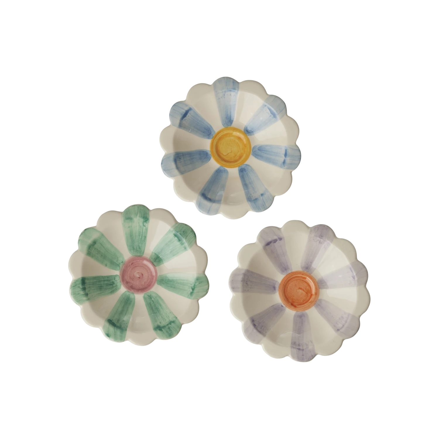 Ceramic Flower Dipping Bowl With Soft Green Hand Painted Stripes(Ceramic Flower Dipping Bowl With Soft Green Hand Painted Stripes) 3 Ceramic Flower Dipping Bowl With Soft Green Hand Painted Stripes(Ceramic Flower Dipping Bowl With Soft Green Hand Painted Stripes) - Image 3