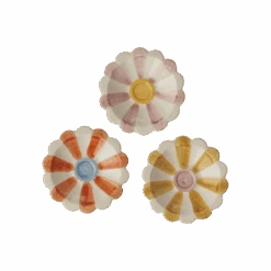 Ceramic Flower Dipping Bowl With Orange Hand Painted Stripes(Ceramic Flower Dipping Bowl With Orange Hand Painted Stripes Copy) -Rice By Rice CEDBW HPIXC 1 2