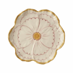 Ceramic Flower Shaped Side Plate With Yellow Border(Ceramic Flower Shaped Side Plate With Yellow Border)