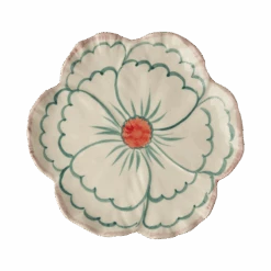 Ceramic Flower Shaped Side Plate With Pink Border(Ceramic Flower Shaped Side Plate With Pink Border)