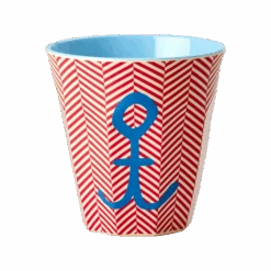 Medium Cup - Red - Anchor Print(Medium Cup Red Anchor Print)