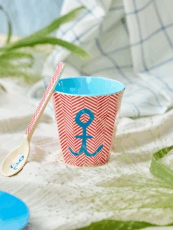 Medium Cup - Red - Anchor Print(Medium Cup Red Anchor Print) -Rice By Rice IMG 1003