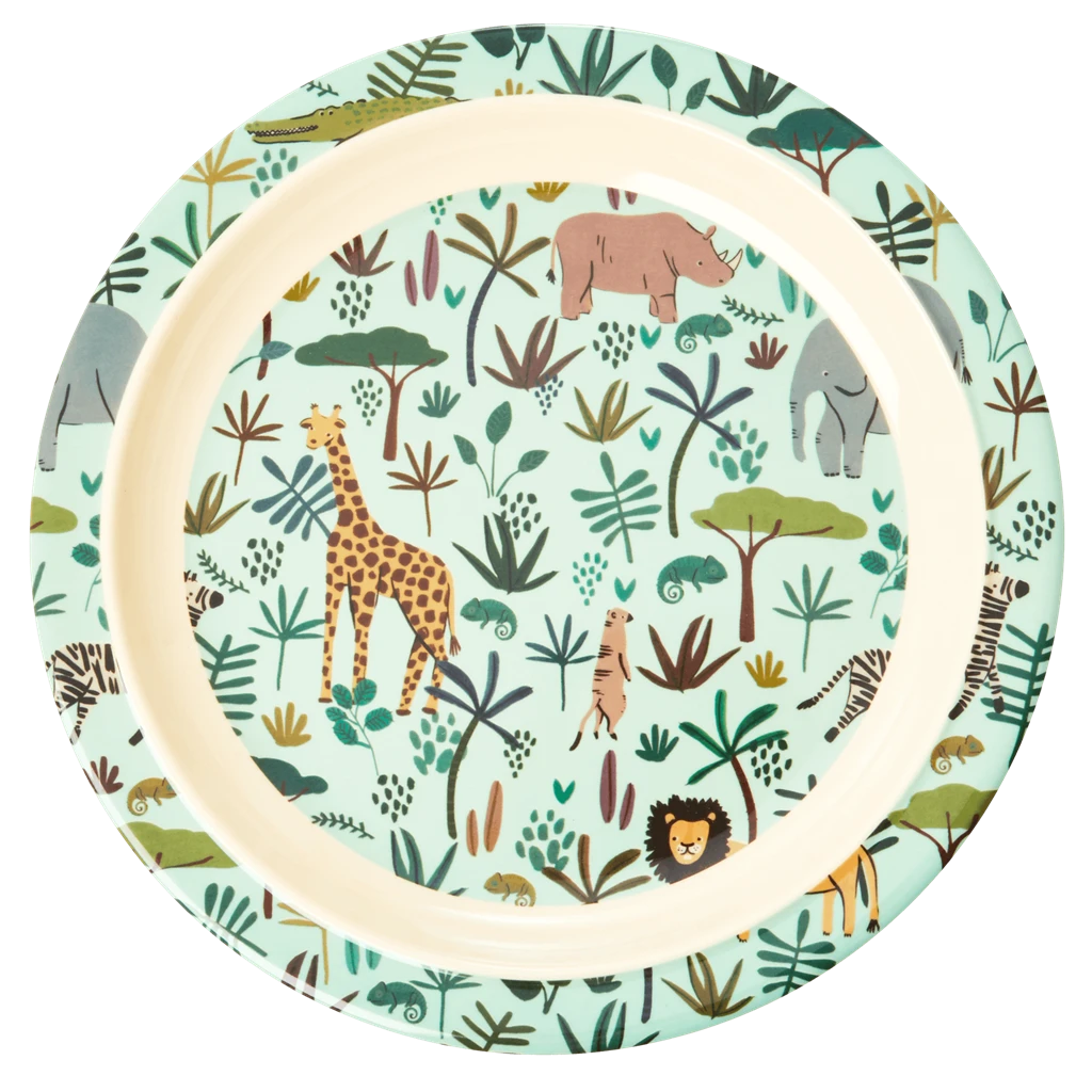 Melamine Kids Lunch Plate | Green All Over Jungle Animal Print(Melamine Kids Lunch Plate With Blue Jungle Animals Print 1) 1 Melamine Kids Lunch Plate | Green All Over Jungle Animal Print(Melamine Kids Lunch Plate With Blue Jungle Animals Print 1)