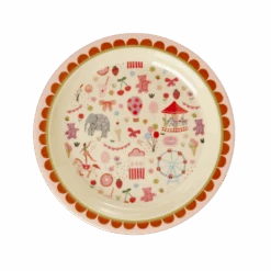 Melamine Kids Plate - Fun Fair Pink Print -(Melamine Kids Plate Fun Fair Pink Print)