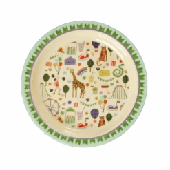 Melamine Kids Plate - Fun Fair Mint Print -(Melamine Kids Plate Fun Fair Mint Print Pre Order Now Ships Early April 1)