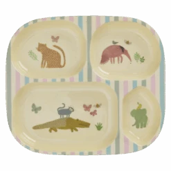 Melamine Kids 4 Room Plate - Sweet Jungle Print(Melamine Kids 4 Room Plate Sweet Jungle Print)