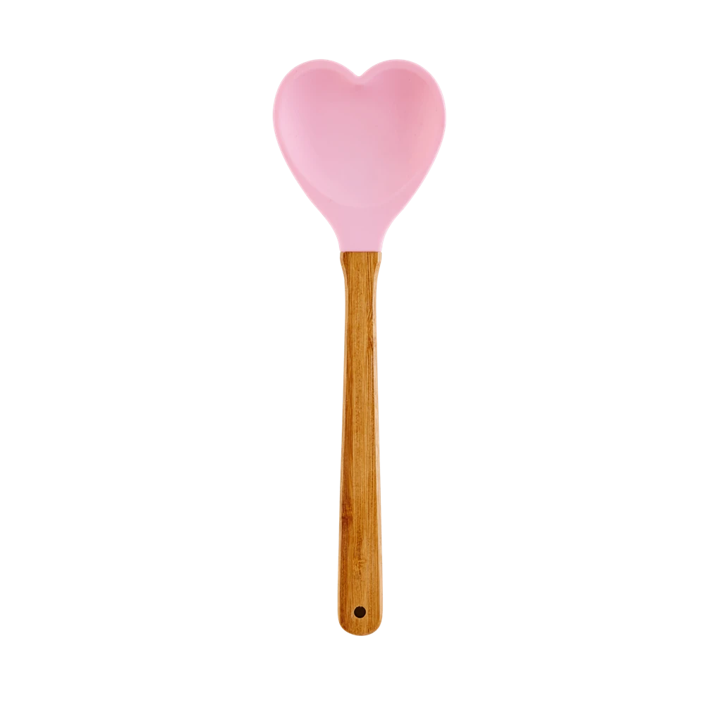 Kitchen Silicone Spoon In Heart Shape | Soft Pink(Kitchen Silicon Spoon In Heart Shape Soft Pink)