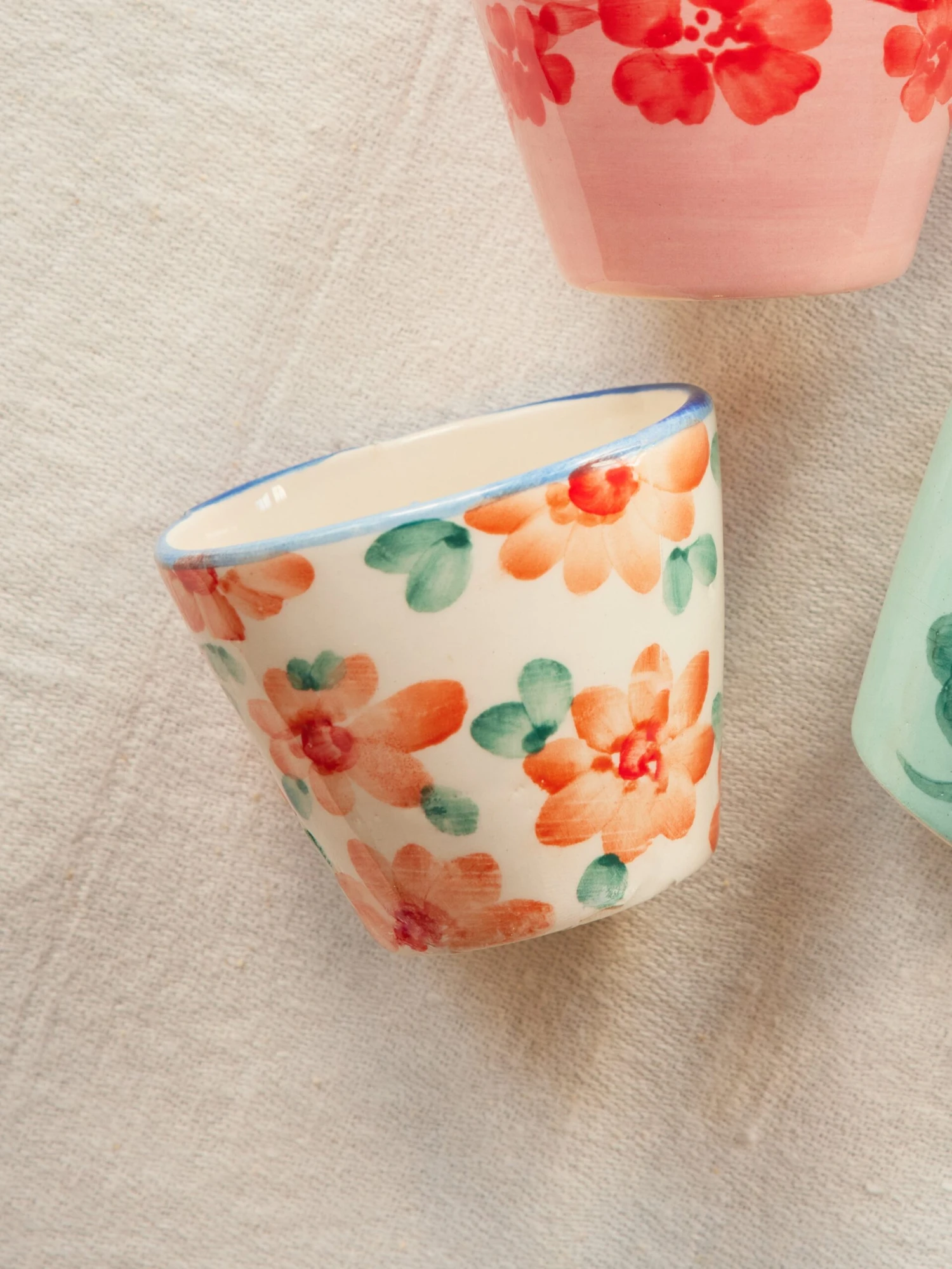 Ceramic Oval Espresso Cup With Hand Painted Orange Flowers - 2.4 Oz(Ceramic Oval Espresso Cup With Hand Painted Cherries 2 4 Oz Copy) 2 Ceramic Oval Espresso Cup With Hand Painted Orange Flowers - 2.4 Oz(Ceramic Oval Espresso Cup With Hand Painted Cherries 2 4 Oz Copy) - Image 2