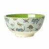 Medium Melamine Bowl - Green - New Dino Print(Copy Of Medium Melamine Bowl Blue Poppies Love Print)