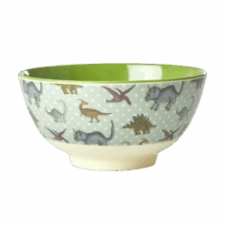 Medium Melamine Bowl - Green - New Dino Print(Copy Of Medium Melamine Bowl Blue Poppies Love Print)