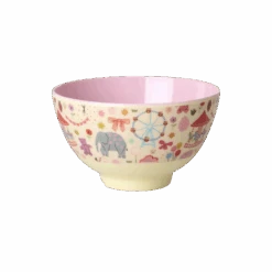 Small Melamine Bowl - Fun Fair Print - Pink - 10.1oz -(Small Melamine Bowl Fun Fair Print Pink 10 1oz Copy)