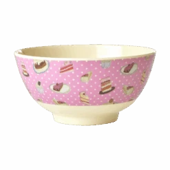 Medium Melamine Bowl - Pink - Sweet Cake Print(Copy Of Medium Melamine Bowl Dusty Blue Sweet Jungle Print)