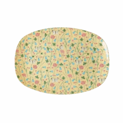 Melamine Small Rectangular Plate | Creme Sweet Butterfly Print(Melamine Rectangular Plate Small With Sweet Butterfly Print In Creme)