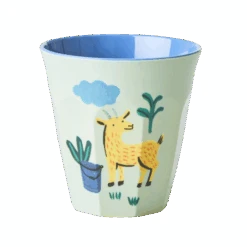 Melamine Kids Cups In Blue Farm Prints - Medium - 6 Pcs. In Gift Box(Melamine Kids Cups In Blue Farm Prints Medium 6 Pcs In Gift Box) -Rice By Rice MELCU 6ZFARB6 1 67d006fa a354 4b41 bc67 fd3a622dd787
