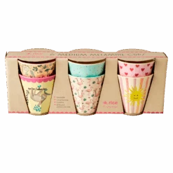 Melamine Kids Cups In Asst. Funky Prints - Medium - 6 Pcs. In Gift Box(Melamine Kids Cups In Asst Funky Prints Medium 6 Pcs In Gift Box)